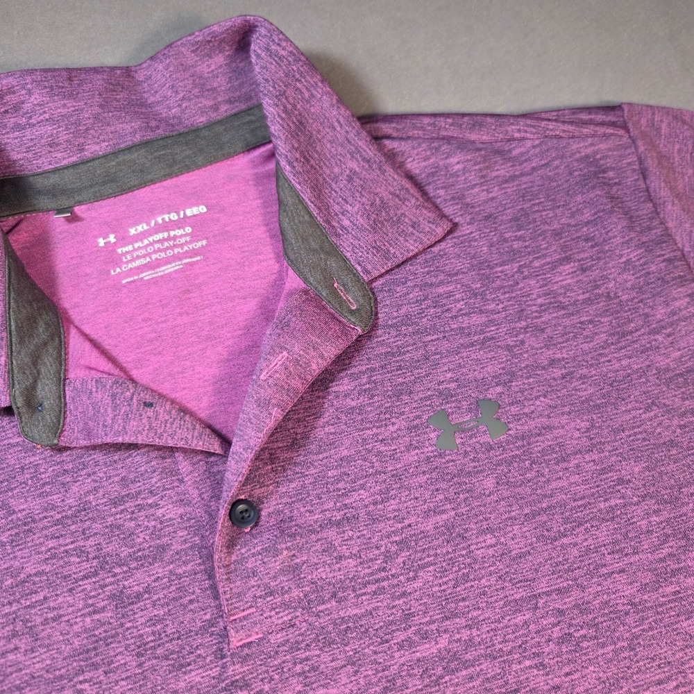 Under Armour Playoff Polo Mens XXL Purple Heathered Golf Shirt HeatGear Polo